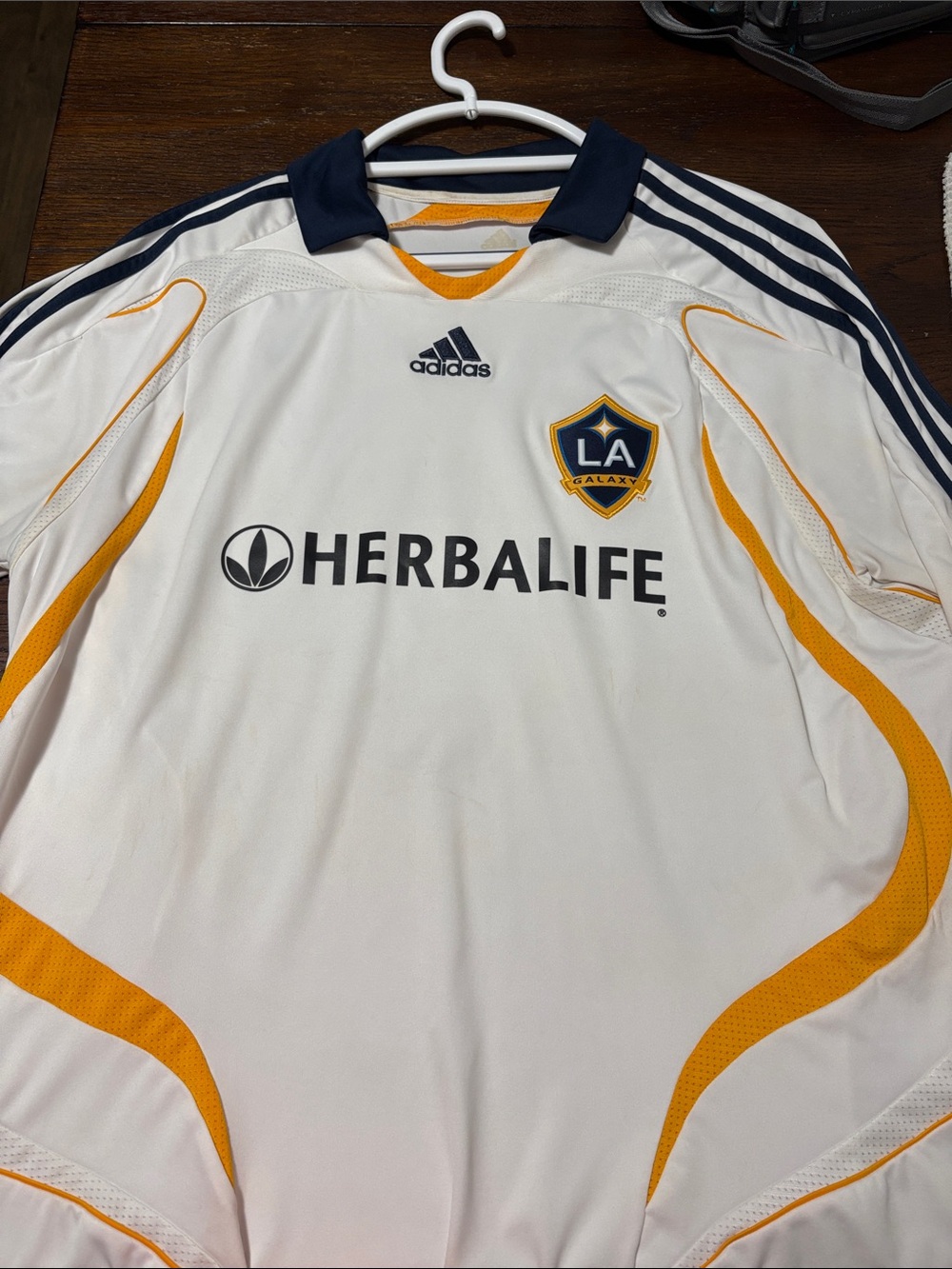 adidas LA Galaxy Men's White and Gold Soccer Jersey